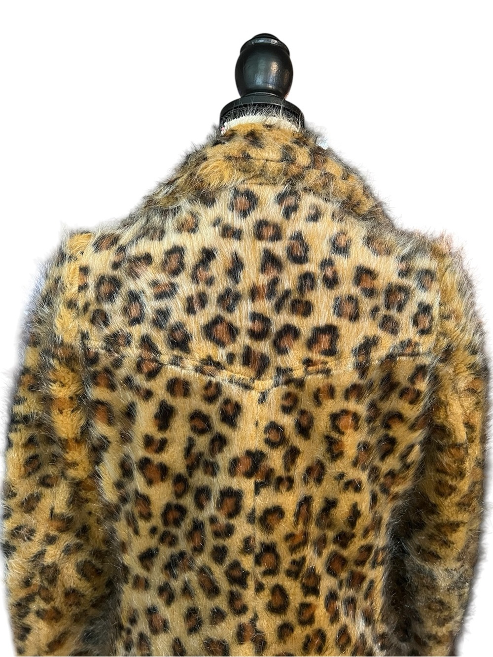 Vintage 90 Y2K Betsey Johnson New York Faux Fur Leopard Print Duster Coat Jacket - Picture 7 of 10
